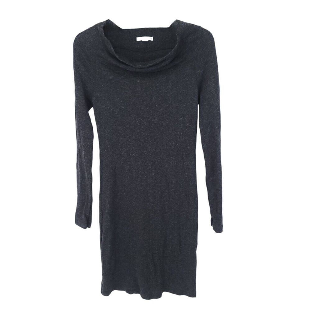 James Perse Dress Womens Small 1 Sweater Mini Short Stretch Long Sleeve Cowl